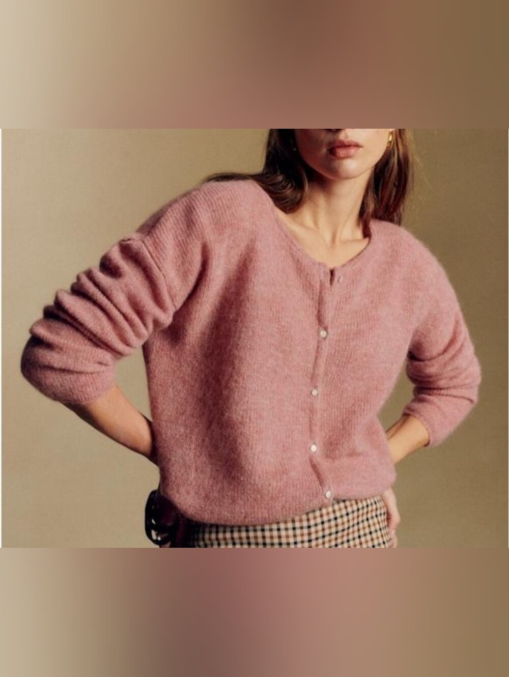 Sézane Gaspard Cardigan Sweater Pink Mohair Alpaca Blend XS